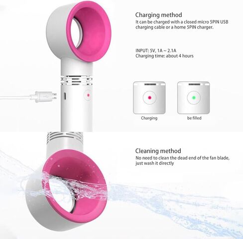 مروحة Dioche Mini USB المحمولة الخالية من الشفرة لتمديد الرموش، حجم صغير، تصميم خالي من الشفرة، مقبض ممتد، دعامة أساسية، عملية الرياح، تغليف رائع، مع بطارية (كما هو موضح) in Kuwait