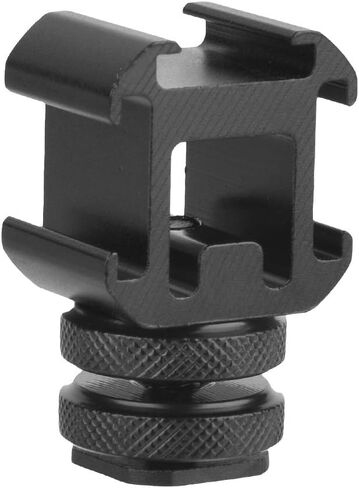 CHICIRIS Hot Shoe Adapter, Triple Hot Shoe Mount, Metal Base, Durable Connection, Professional Camera Tool, Black in Saudi Arabia