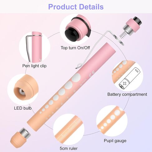 قلم اضاءة LED رايسيمارت Nurse الطبي مع مقياس حدقة العين لطلاب التمريض والاطباء باللونين الاسود والفضي مع بطاريات in Kuwait