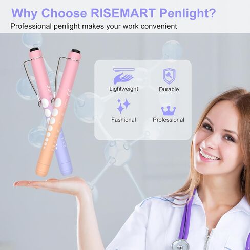 قلم اضاءة LED رايسيمارت Nurse الطبي مع مقياس حدقة العين لطلاب التمريض والاطباء باللونين الاسود والفضي مع بطاريات in Kuwait