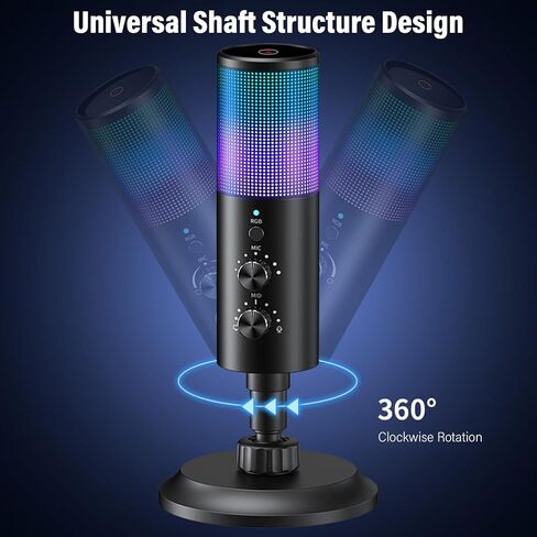 ميكروفون Yoidesu USB لألعاب الكمبيوتر، ميكروفون قلبي مع ضوء RGB، تقليل الضوضاء، ميكروفون بودكاست لتسجيل البث المباشر in Saudi Arabia