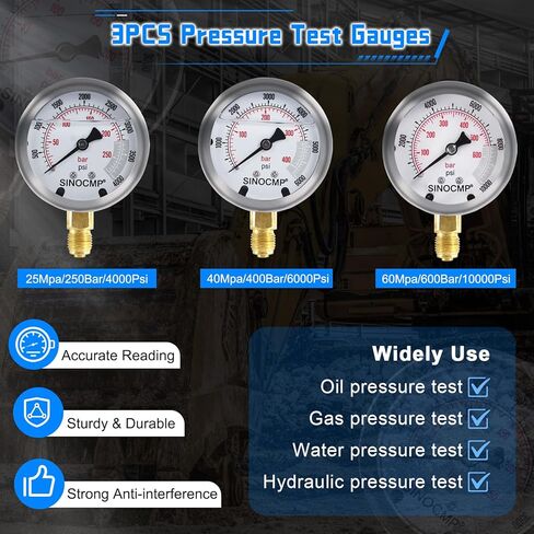 مجموعة اختبار الضغط الهيدروليكي من سينومب مقياس الضغط المستخدم للحفارات، ضمان لمدة عامين in Kuwait