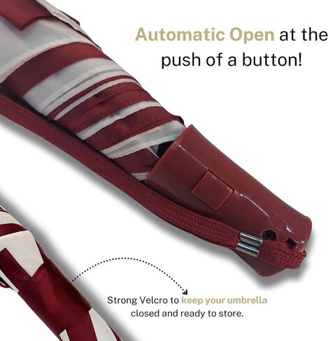 Ultra -Waterbroof Sport Smbrella - University of Arkansas Two Two Tine Red and White - 48 "تغطية مع زر الضغط التلقائي المفتوح - مرنة ، طيات مقاومة للرياح والصدأ إلى 17 بوصة in Saudi Arabia