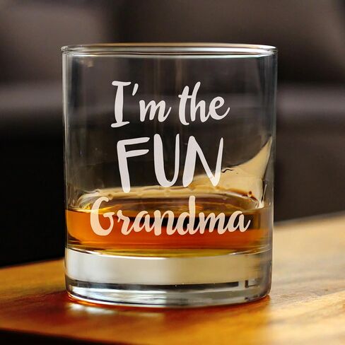 Fun Grandma - Whiskey Rocks Glass - Cute Grandparents Themed Gifts or Party Decor for Women - 10.25 Oz in Kuwait