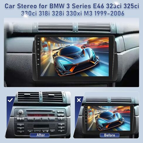 2G+64G Car Radio for BMW 3 Series E46 323ci 325ci 330ci 318i 328i 330xi M3 1999-2006, 9″ Android Touchscreen Car Stereo, Wireless CarPlay & Android Auto, GPS, Bluetooth, SWC in Saudi Arabia