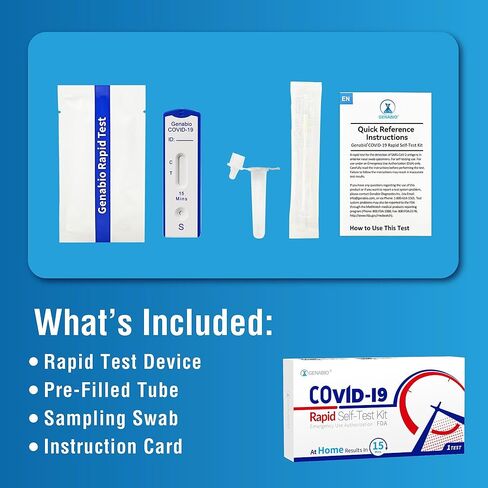 مجموعة الاختبار الذاتي السريع Genabio COVID-19، نتائج 15 دقيقة، مسحة أنف قصيرة غير جراحية، مؤهلة للتعويض عن HSA/FSA (3672 عبوة، 7344 اختبارًا إجماليًا) in Kuwait