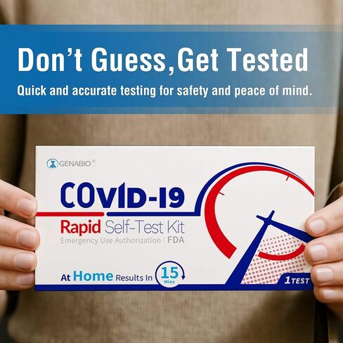 مجموعة الاختبار الذاتي السريع Genabio COVID-19، نتائج 15 دقيقة، مسحة أنف قصيرة غير جراحية، مؤهلة للتعويض عن HSA/FSA (3672 عبوة، 7344 اختبارًا إجماليًا) in Kuwait