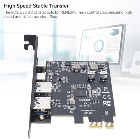 بطاقة توسيع GOWENIC USB 3.2، 2 USB A، 2 USB C، توافق واسع، مع سرعة نقل تصل إلى 5 جيجابت في الثانية، لنقل الملفات مثل الصور in Saudi Arabia