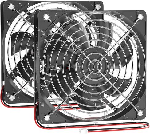 2-Pack IP67 Waterproof 120mm PC Fan, 2000RPM Dual Ball 12V 2PIN Computer Case Fan for RV fridges Greenhouse Grow Tent Cabinet DIY Cooling Ventilation Exhaust Projects in Saudi Arabia