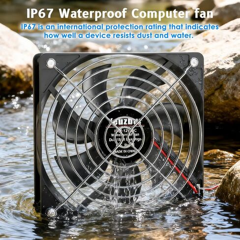 2-Pack IP67 Waterproof 120mm PC Fan, 2000RPM Dual Ball 12V 2PIN Computer Case Fan for RV fridges Greenhouse Grow Tent Cabinet DIY Cooling Ventilation Exhaust Projects in Saudi Arabia