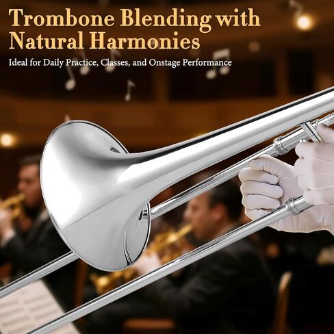 KTAXON B المسطح المسطح الترومبون مع الناطقة بلسان ، شريحة النحاس BB Trombones للمبتدئين ، وتشمل أداة محمولة تنظيف القماش ، والقفازات وحالة الترومبون (ذهبية) in Kuwait