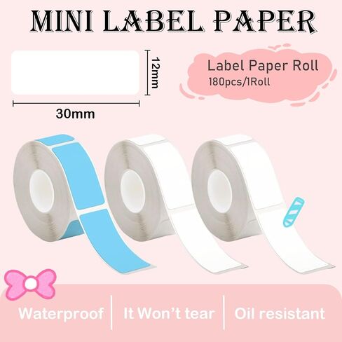 3 Rolls Label Maker Tapes, Totall 540 PCS Label Sticker Tape-12mm×30mm(0.47"x1.18") Thermal Self-Adhesive Waterproof Paper for D30 P11 Printer, Adhesive Tapes for Office Household Supplies in Saudi Arabia