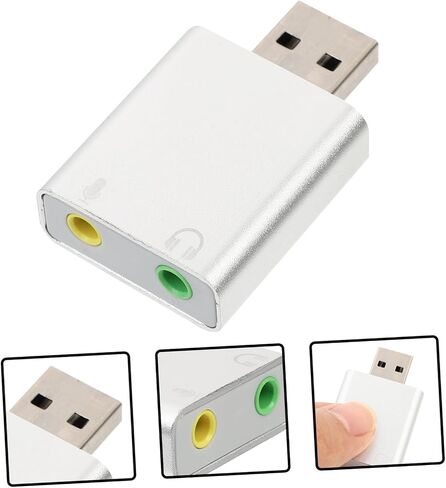 Veemoon USB محول صوت ستيريو بطاقة الصوت الخارجية مع ميكروفون ومقبس سماعة الرأس USB لتشغيل الصوت المحيطي لسطح المكتب للكمبيوتر المحمول in Kuwait