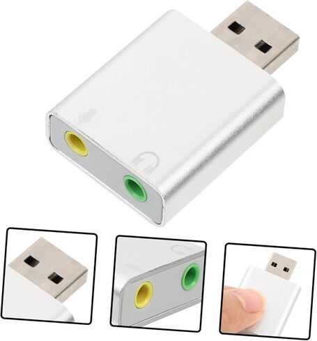 DOITOOL USB محول صوت ستيريو لبطاقة الصوت الخارجية مع سماعة رأس ومقبس ميكروفون لا يتطلب برنامج تشغيل متوافق مع الكمبيوتر المحمول سطح المكتب سبائك الألومنيوم الفضية in Saudi Arabia