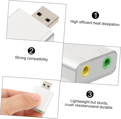 DOITOOL USB محول صوت ستيريو لبطاقة الصوت الخارجية مع سماعة رأس ومقبس ميكروفون لا يتطلب برنامج تشغيل متوافق مع الكمبيوتر المحمول سطح المكتب سبائك الألومنيوم الفضية in Saudi Arabia