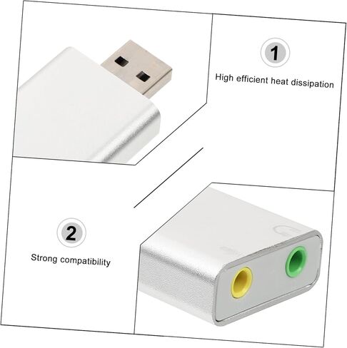DOITOOL USB محول صوت ستيريو لبطاقة الصوت الخارجية مع سماعة رأس ومقبس ميكروفون لا يتطلب برنامج تشغيل متوافق مع الكمبيوتر المحمول سطح المكتب سبائك الألومنيوم الفضية in Saudi Arabia