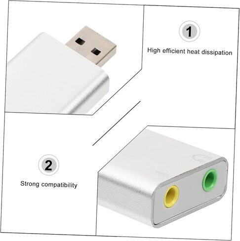 NUOBESTY Aluminum USB External Stereo Sound Adapter with Microphone and Headphone Jack Compact Durable USB Audio Adapter for Laptops Desktops Sound Card Compatible with Audio Devices in Kuwait