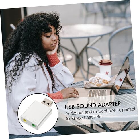 NUOBESTY Aluminum USB External Stereo Sound Adapter with Microphone and Headphone Jack Compact Durable USB Audio Adapter for Laptops Desktops Sound Card Compatible with Audio Devices in Kuwait