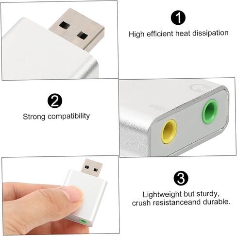 NUOBESTY Aluminum USB External Stereo Sound Adapter with Microphone and Headphone Jack Compact Durable USB Audio Adapter for Laptops Desktops Sound Card Compatible with Audio Devices in Kuwait