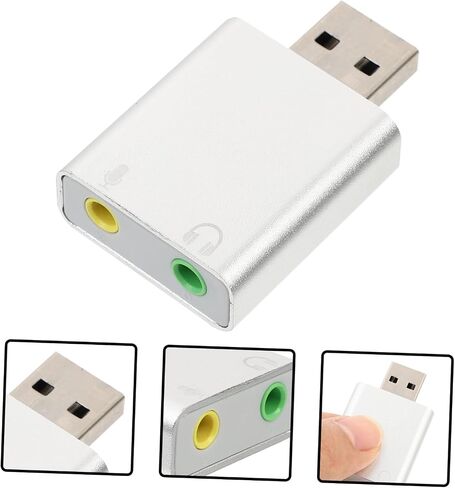 محول صوت خارجي لبطاقة الصوت TEHAUX USB مع سماعة رأس وميكروفون ومقبس من سبائك الألومنيوم لتشغيل صوت ستيريو لأجهزة الكمبيوتر المحمول وموسيقى الألعاب والبث المباشر in Kuwait