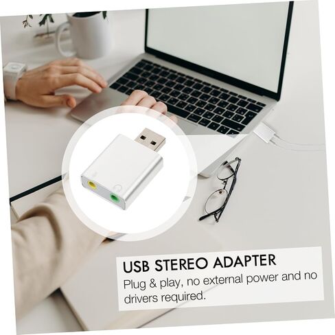 محول صوت خارجي لبطاقة الصوت TEHAUX USB مع سماعة رأس وميكروفون ومقبس من سبائك الألومنيوم لتشغيل صوت ستيريو لأجهزة الكمبيوتر المحمول وموسيقى الألعاب والبث المباشر in Kuwait