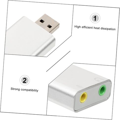 محول بطاقة الصوت الخارجي USB لقناة TEHAUX مع سماعة رأس وميكروفون، محول صوت ستيريو من سبائك الألومنيوم المتين لأجهزة الكمبيوتر المحمول ومحول صوت ستيريو USB مدمج in Kuwait