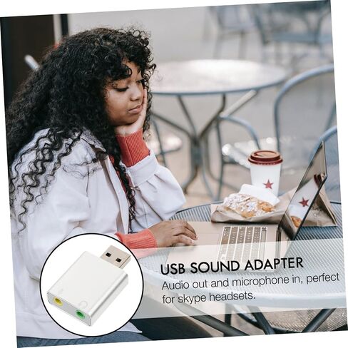 محول بطاقة الصوت الخارجي USB لقناة TEHAUX مع سماعة رأس وميكروفون، محول صوت ستيريو من سبائك الألومنيوم المتين لأجهزة الكمبيوتر المحمول ومحول صوت ستيريو USB مدمج in Kuwait