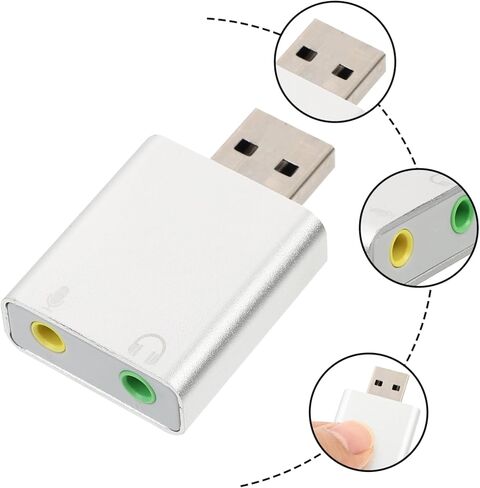 محرك الأقراص الألومنيوم USB محول الصوت بطاقة صوت ستيريو خارجية مع ميكروفون ومقبس سماعة الرأس لأجهزة الكمبيوتر المحمول المكتبية in Kuwait
