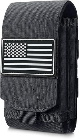 Tactical Molle Dual Cell Phone Holder Utility EDC Pouch with US Flag Patch in Saudi Arabia