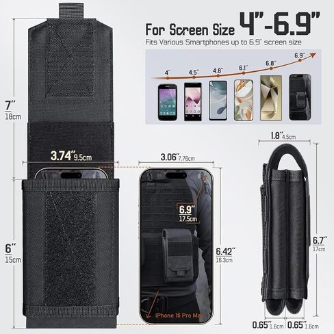 Tactical Molle Dual Cell Phone Holder Utility EDC Pouch with US Flag Patch in Saudi Arabia
