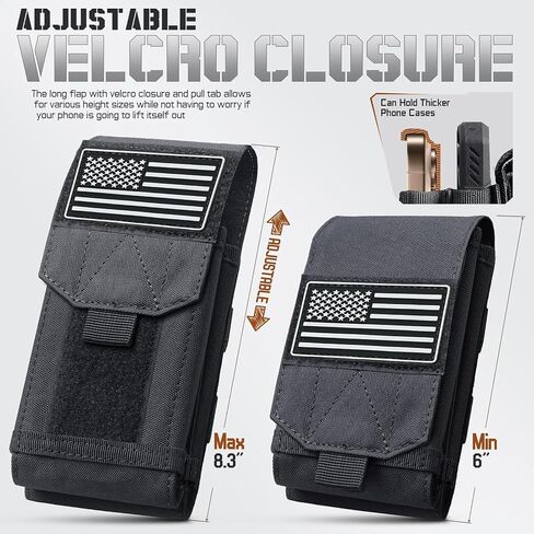 Tactical Molle Dual Cell Phone Holder Utility EDC Pouch with US Flag Patch in Saudi Arabia