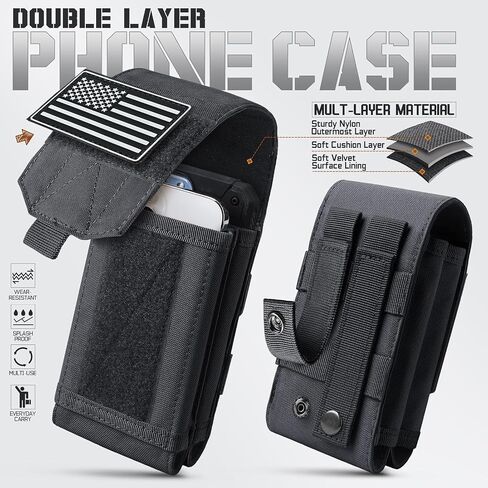 Tactical Molle Dual Cell Phone Holder Utility EDC Pouch with US Flag Patch in Saudi Arabia
