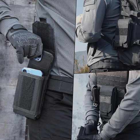 Tactical Molle Dual Cell Phone Holder Utility EDC Pouch with US Flag Patch in Saudi Arabia