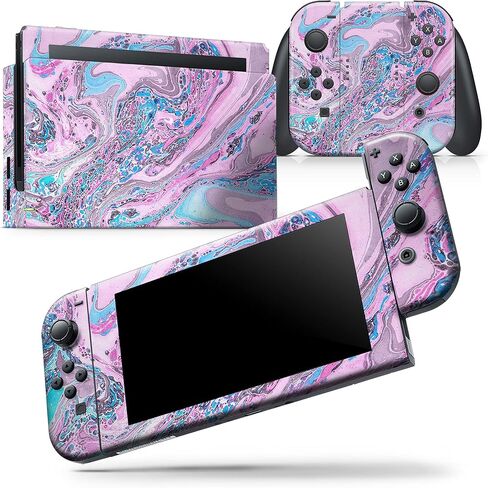 Design Skinz - Compatible with Nintendo DSi XL - Skin Decal Protective Scratch-Resistant Removable Vinyl Wrap Cover - Vivid Pink and Teal Oil Mix in Saudi Arabia