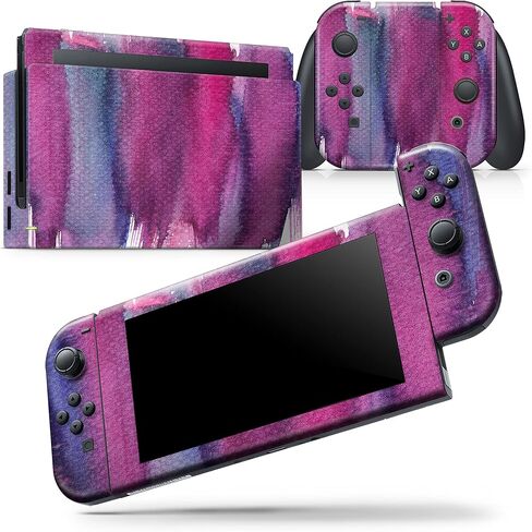 Design Skinz - متوافق مع وحدة تحكم Nintendo Switch + Joy-Con - غطاء حماية من الفينيل مقاوم للخدش وقابل للإزالة - ألوان مائية مختلطة بنفسجية in Saudi Arabia
