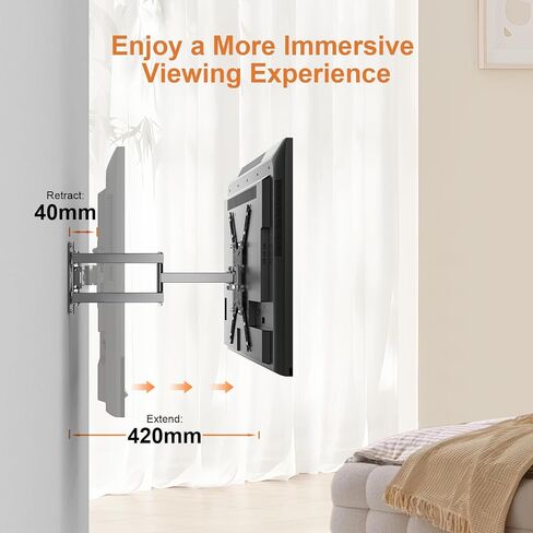 GRIFEMA GB1004 TV Wall Bracket for Most 26 to 55 Inches Flat & Curved TV Screens, Swivels Tilts Extends TV Wall Mount with VESA 75x75MM to 400X400MM Weight Capatity 30KG in Saudi Arabia