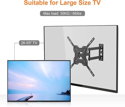 GRIFEMA GB1004 TV Wall Bracket for Most 26 to 55 Inches Flat & Curved TV Screens, Swivels Tilts Extends TV Wall Mount with VESA 75x75MM to 400X400MM Weight Capatity 30KG in Saudi Arabia