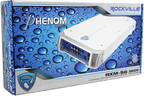 حزمة Rockville RMWK4: مجموعة أسلاك تثبيت مضخم الصوت البحري بقياس 4 AWG، (2) زوج RWB90B 8 في 300 وات مكبرات صوت دوارة 360 درجة، RXM-S6 2600 وات، مضخم صوت 6 قنوات، 6 عناصر in Saudi Arabia