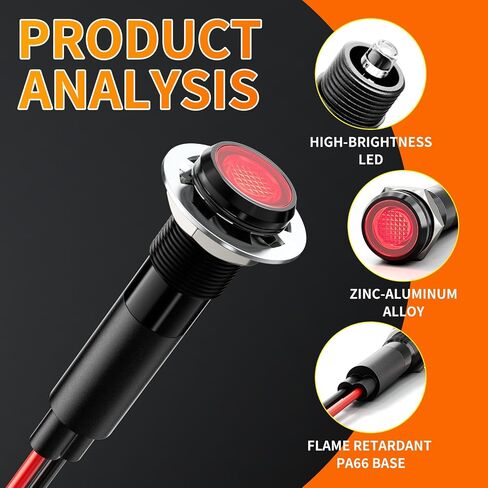 5Pcs 8MM (5/16'') led Indicator Light 12V 24V Metal Pilot Lamp Lights Aluminum Black Anodized Waterproof ip67 Red Signal Lamp Light(12V-Black Anodized-Green 5Pcs) in Kuwait