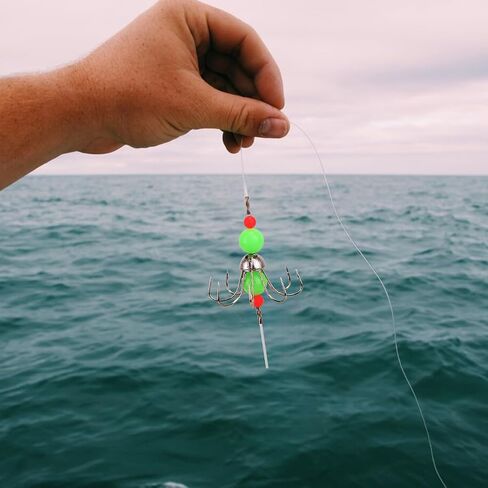 Luminous Octopus String Hook High Carbon Steel Fishing Barbed String Hook Fishing Tackle Gear in Saudi Arabia