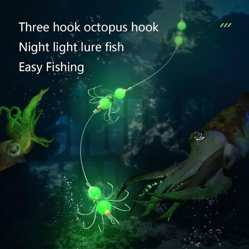 Luminous Octopus String Hook High Carbon Steel Fishing Barbed String Hook Fishing Tackle Gear in Saudi Arabia