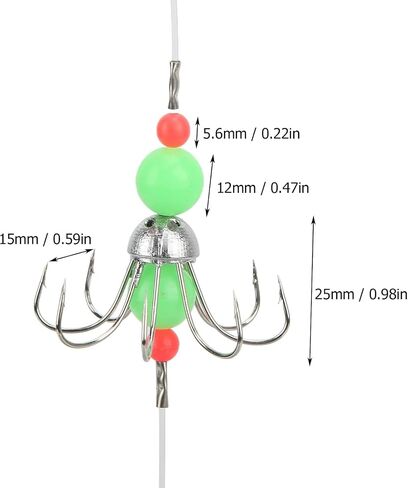 Luminous Octopus String Hook High Carbon Steel Fishing Barbed String Hook Fishing Tackle Gear in Saudi Arabia