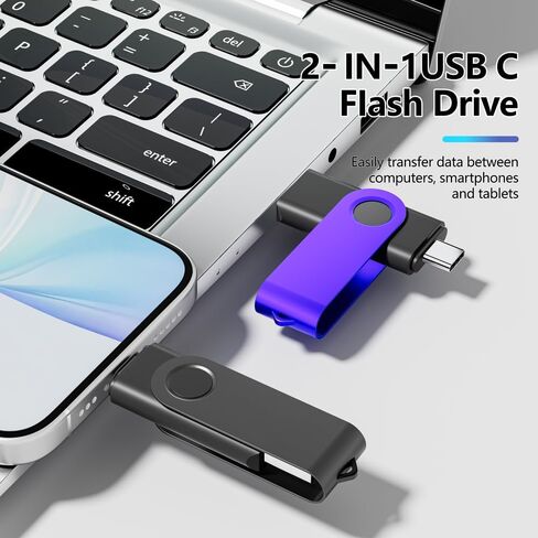 محرك أقراص فلاش USB 3.0 من النوع C سعة 8 جيجابايت 100 قطعة، محرك أقراص USB C دوار 2 في 1 مخصص للهاتف والكمبيوتر الشخصي، محفور/مطبوع شعارك والنص على أعواد الذاكرة بالجملة للشركة/المدرسة in Kuwait