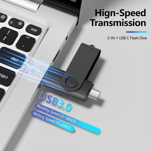 محرك أقراص فلاش USB 3.0 من النوع C سعة 8 جيجابايت 100 قطعة، محرك أقراص USB C دوار 2 في 1 مخصص للهاتف والكمبيوتر الشخصي، محفور/مطبوع شعارك والنص على أعواد الذاكرة بالجملة للشركة/المدرسة in Kuwait