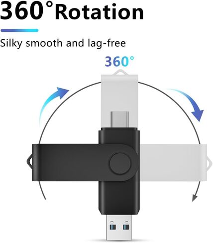 محرك أقراص فلاش USB 3.0 من النوع C سعة 8 جيجابايت 100 قطعة، محرك أقراص USB C دوار 2 في 1 مخصص للهاتف والكمبيوتر الشخصي، محفور/مطبوع شعارك والنص على أعواد الذاكرة بالجملة للشركة/المدرسة in Kuwait