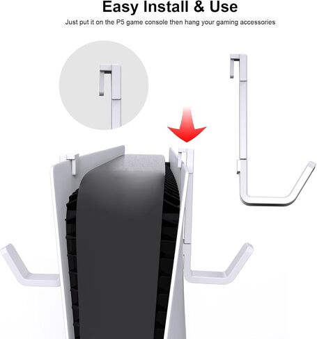 2 PCs Game Controller & Headsets Hanger Holder Convenient Storage No Screws Applicable for PS5 Slim Game Console in Saudi Arabia