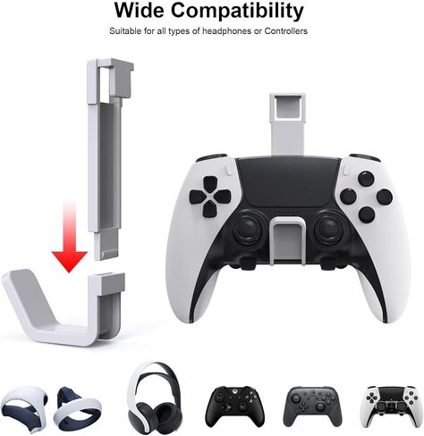 2 PCs Game Controller & Headsets Hanger Holder Convenient Storage No Screws Applicable for PS5 Slim Game Console in Saudi Arabia