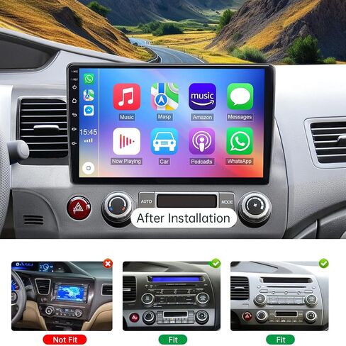 10.1" Double Din Car Radio Stereo for Honda Civic 2006 2007 2008 2009 2010 2011 with Wireless Carplay Android Auto Touch Screen Bluetooth Car Radio GPS Navigation for Honda Civic/SWC/Backup Camera in Kuwait
