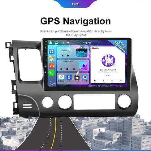 10.1" Double Din Car Radio Stereo for Honda Civic 2006 2007 2008 2009 2010 2011 with Wireless Carplay Android Auto Touch Screen Bluetooth Car Radio GPS Navigation for Honda Civic/SWC/Backup Camera in Kuwait