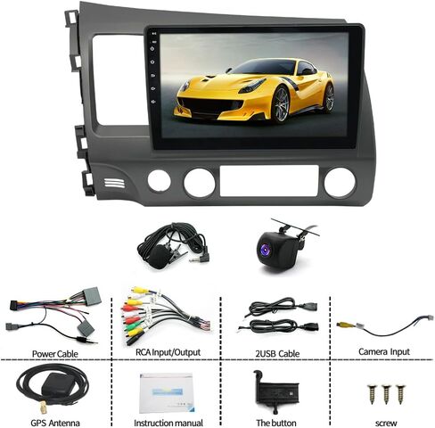 10.1" Double Din Car Radio Stereo for Honda Civic 2006 2007 2008 2009 2010 2011 with Wireless Carplay Android Auto Touch Screen Bluetooth Car Radio GPS Navigation for Honda Civic/SWC/Backup Camera in Kuwait